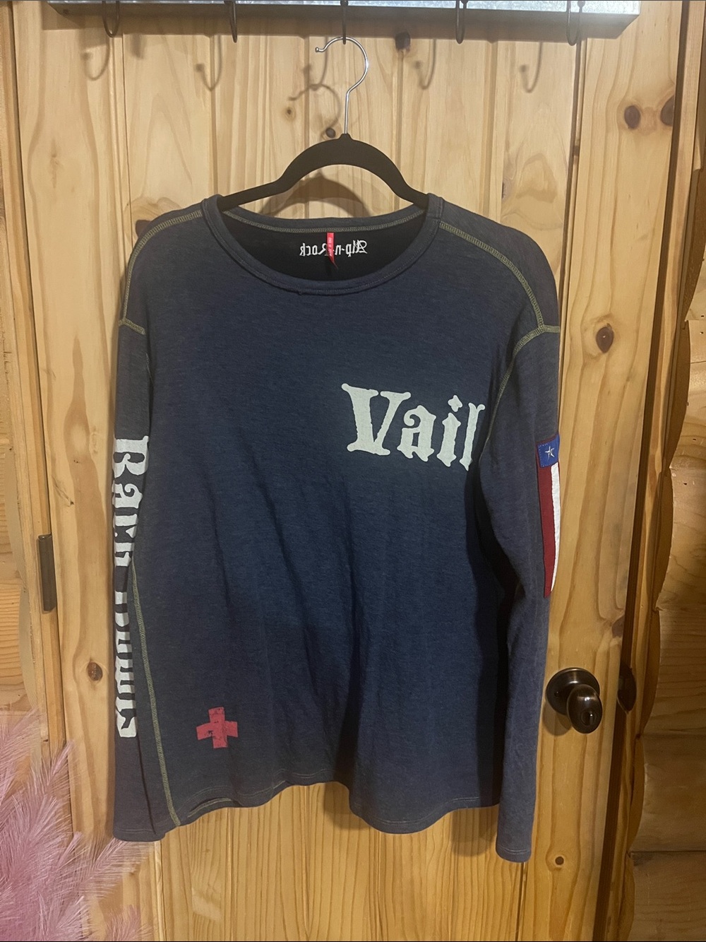 Alp-N-Rock Vail Graphic Long Sleeve Tee - Navy with White & Red Accents